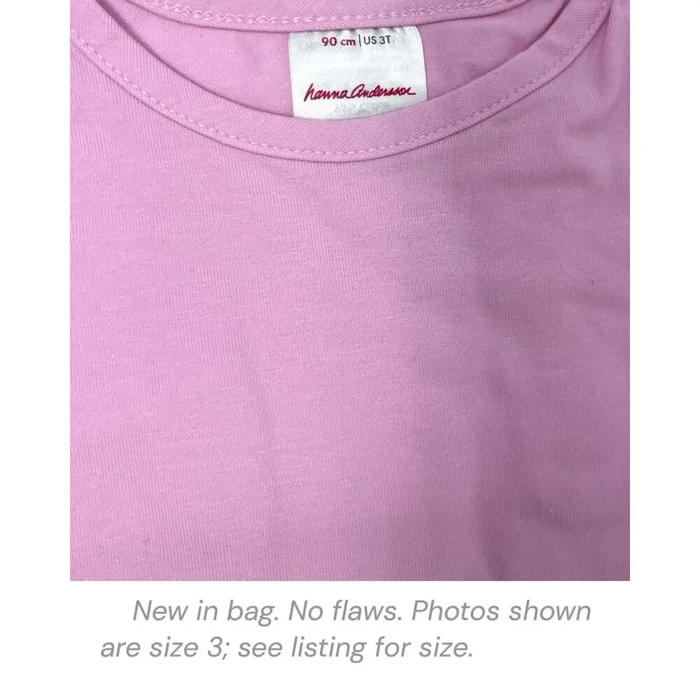 Hanna Andersson Girls Bubble Sleeve Dress Size 6/7 Pink Lilac NWT Cotton Pockets